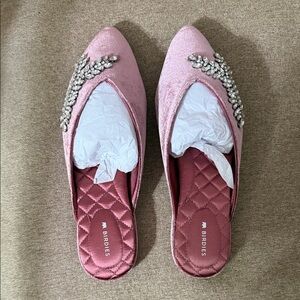 Birdies Blush Pink Embellished Mules